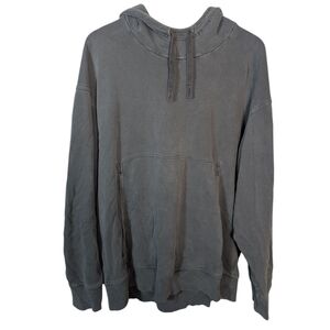 COS Men's Gray Oversized Fit Washed Cotton Hoodie Pullover Sweatshirt